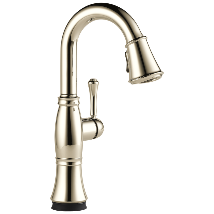 Delta Cassidy: Single Handle Pulldown Bar/Prep with Touch<sub>2</sub>O Technology, lumicoat polished nickel