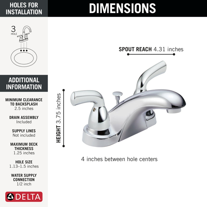 Delta Foundations B2510LF Two Handle Centerset Bathroom Faucet, chrome 3 - view 4