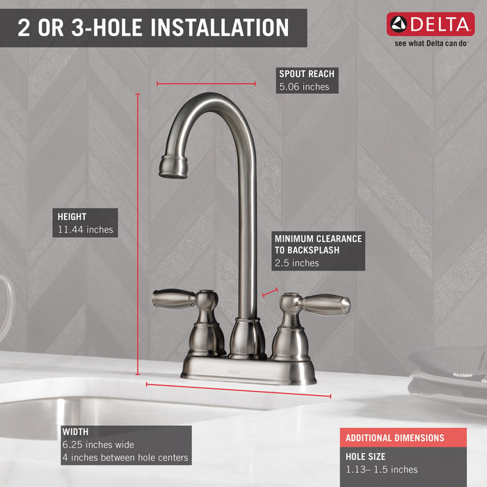 Delta Foundations B28911LF Two Handle Bar / Prep Faucet
