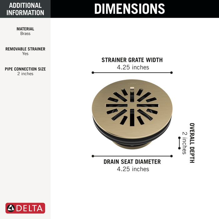 Delta DT051411 4" Prefab Round Shower Drain, champagne bronze - view 4