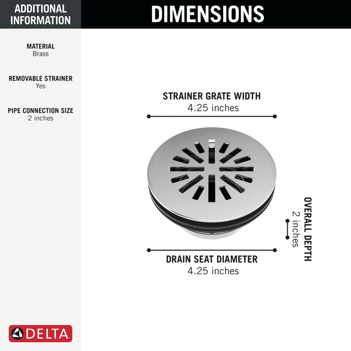 Delta DT051411 4" Prefab Round Shower Drain, chrome - view 2