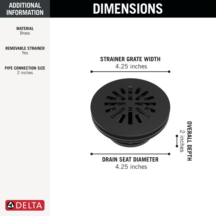 Delta DT051411 4" Prefab Round Shower Drain, matte black - view 2