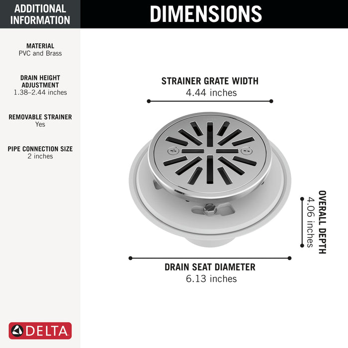 Delta DT061411 4" Tile-In Round Shower Drain, chrome - view 2