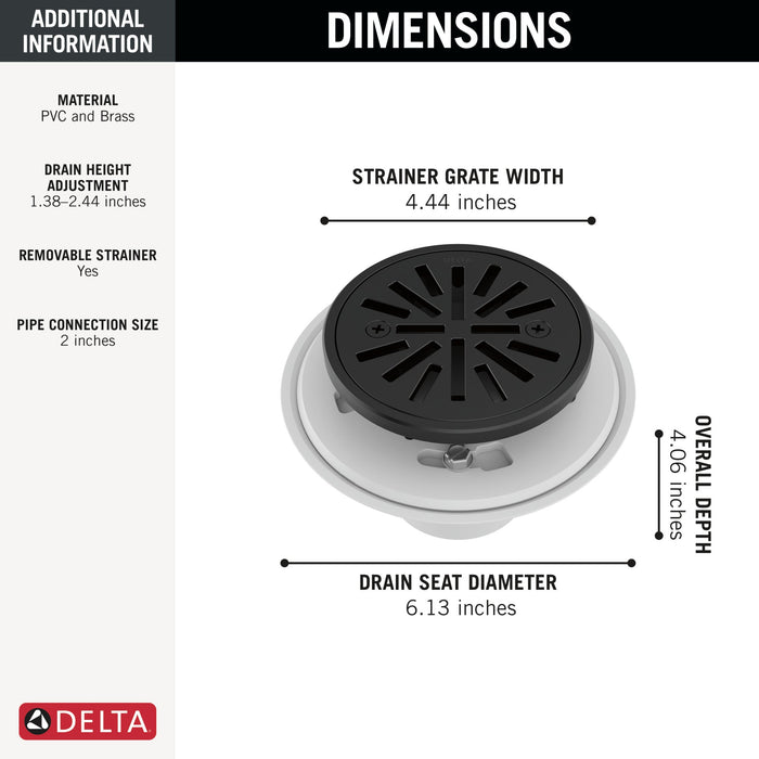 Delta DT061411 4" Tile-In Round Shower Drain, matte black - view 4