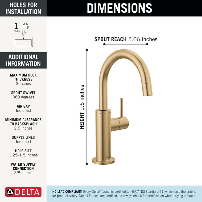 Delta 1930 Contemporary Round Beverage Faucet, champagne bronze - view 5