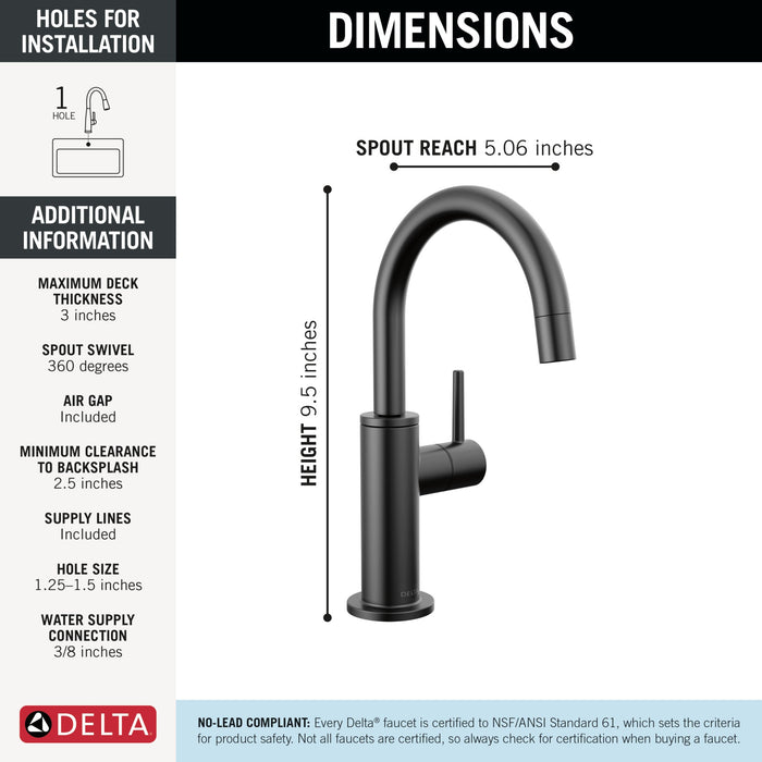 Delta 1930 Contemporary Round Beverage Faucet, matte black - view 2
