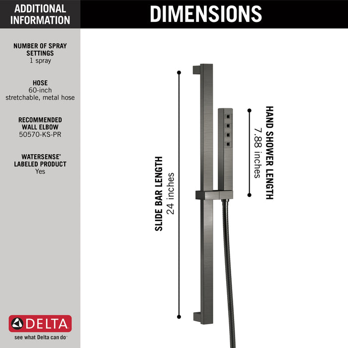 Delta Universal Showering Components 51567 H2OKINETIC Single-Setting Slide Bar Hand Shower, lumicoat black stainless - view 3