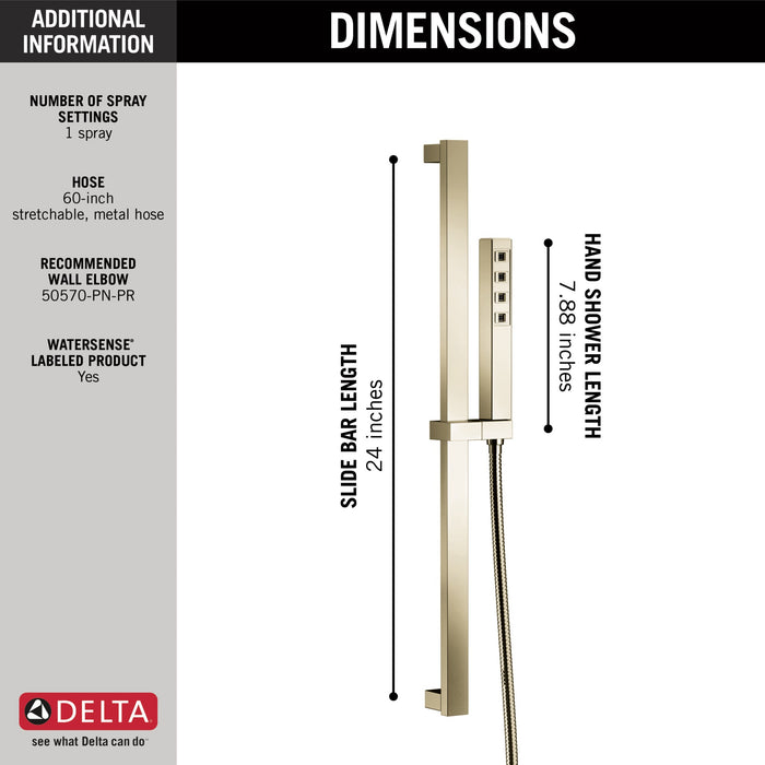 Delta Universal Showering Components 51567 H2OKINETIC Single-Setting Slide Bar Hand Shower, lumicoat polished nickel - view 3