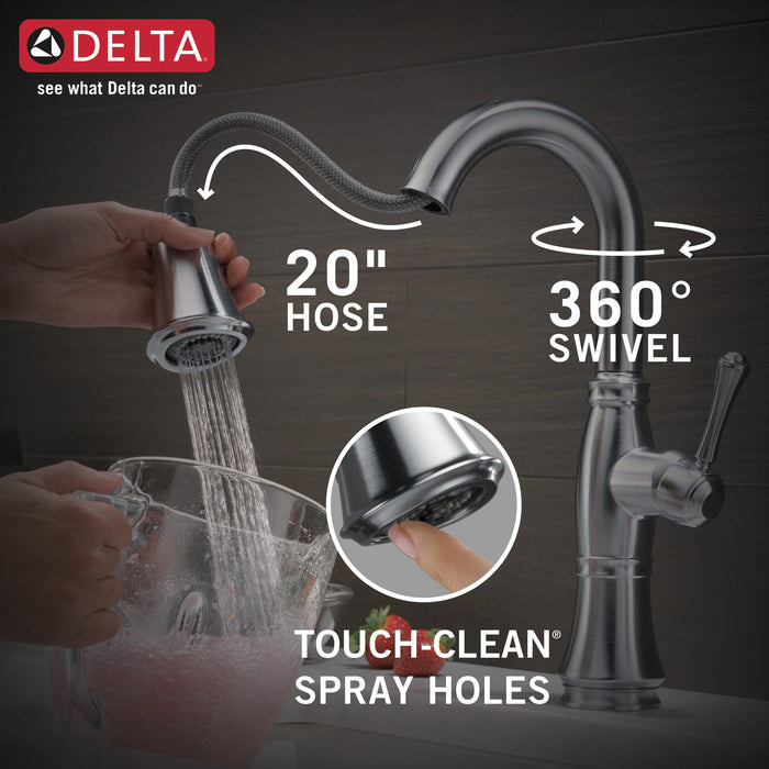 Delta Cassidy 9997 Single Handle Pull-Down Bar/Prep Faucet, lumicoat arctic stainless - view 5