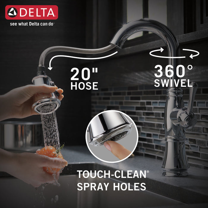 Delta Cassidy 9997 Single Handle Pull-Down Bar/Prep Faucet, lumicoat chrome - view 5
