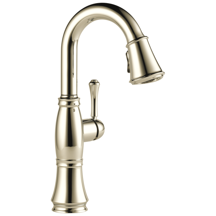 Delta Cassidy 9997 Single Handle Pull-Down Bar/Prep Faucet, lumicoat polished nickel