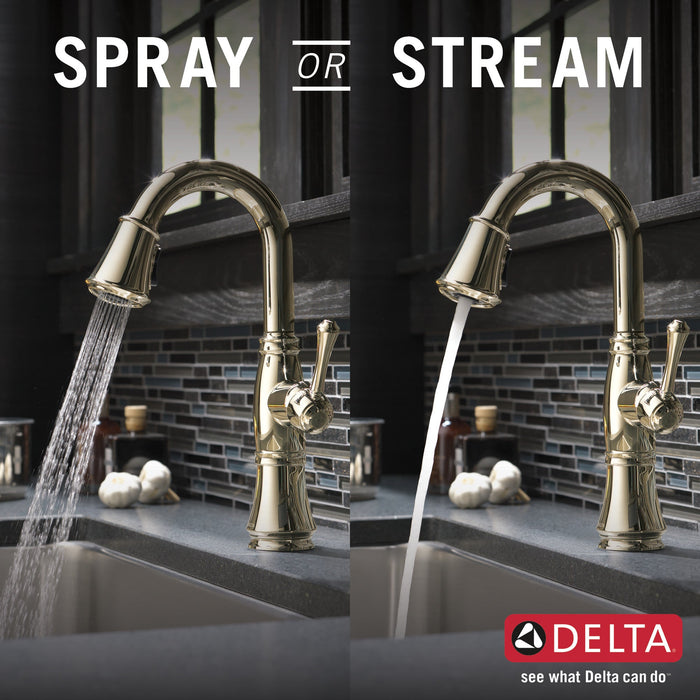 Delta Cassidy 9997 Single Handle Pull-Down Bar/Prep Faucet, lumicoat polished nickel - view 4