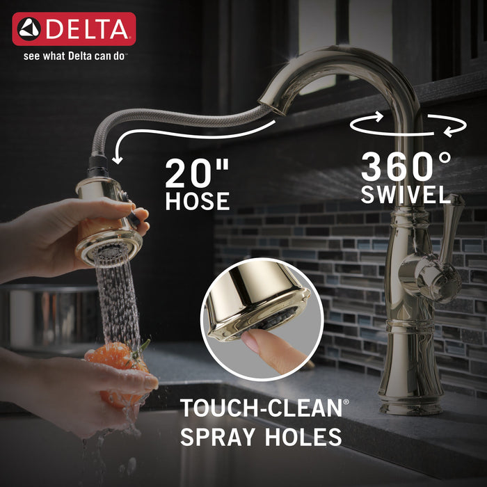 Delta Cassidy 9997 Single Handle Pull-Down Bar/Prep Faucet, lumicoat polished nickel - view 5