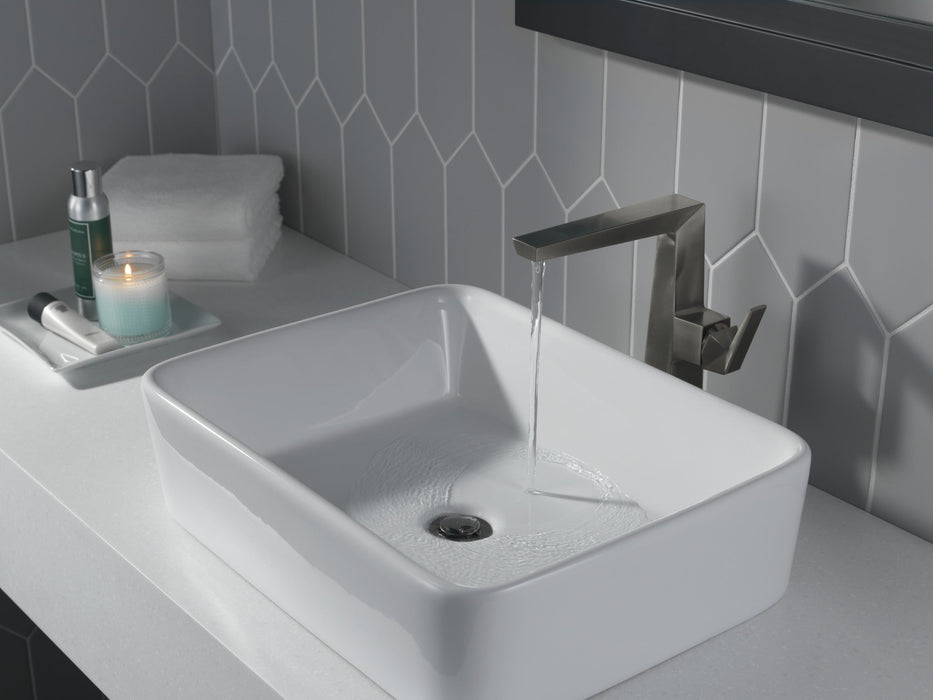 Delta Trillian 743 Single Handle Vessel Bathroom Faucet, lumicoat black stainless - view 2
