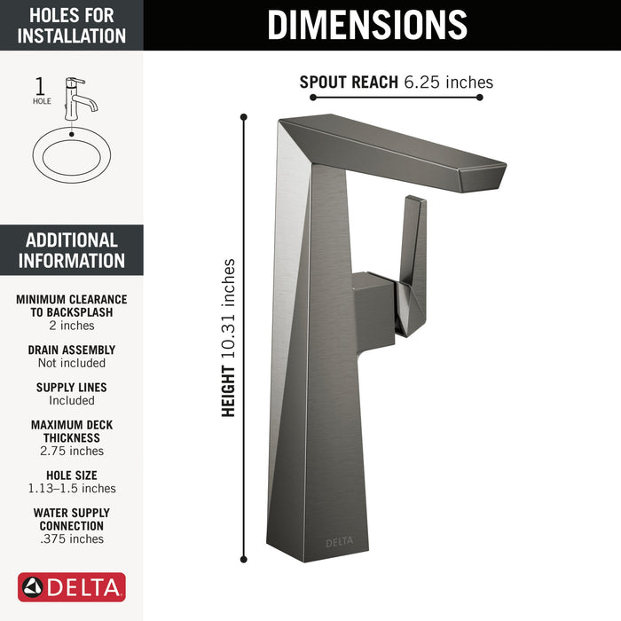 Delta Trillian 743 Single Handle Vessel Bathroom Faucet, lumicoat black stainless - view 4