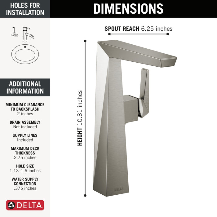 Delta Trillian 743 Single Handle Vessel Bathroom Faucet, lumicoat stainless - view 5