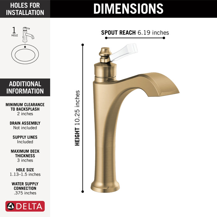 Delta Dorval 656 Single Handle Mid-Height Vessel Bathroom Faucet