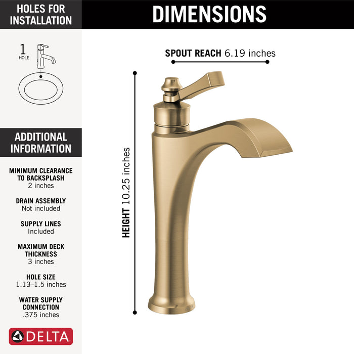 Delta Dorval 656 Single Handle Mid-Height Vessel Bathroom Faucet