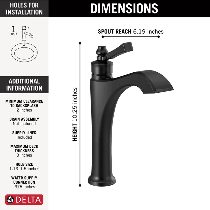 Delta Dorval 656 Single Handle Mid-Height Vessel Bathroom Faucet