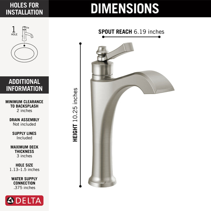 Delta Dorval 656 Single Handle Mid-Height Vessel Bathroom Faucet