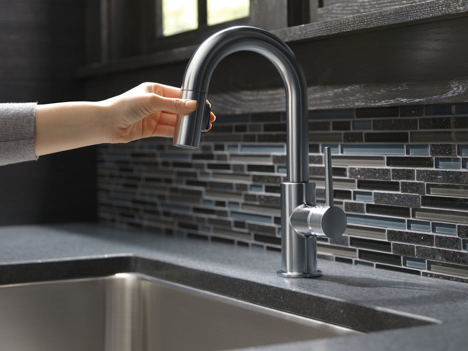 Delta Trinsic 9959 Single Handle Pull-Down Bar/Prep Kitchen Limited Swivel