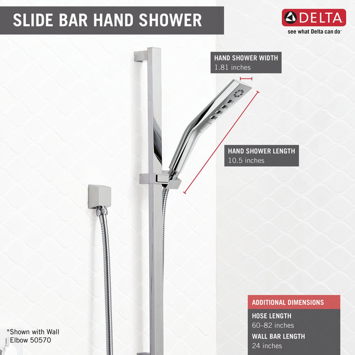 Delta Universal Showering Components 51799 H2OKINETIC 3-Setting Slide Bar Hand Shower, chrome - view 4