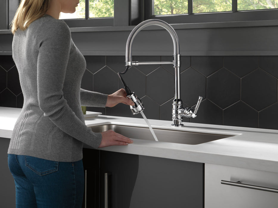 Delta Broderick 9690 Single Handle Pull-Down Kitchen Faucet With Spring Spout, chrome - view 3