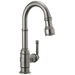 Delta Broderick 9990 Single Handle Pull-Down Bar/Prep Faucet, black stainless