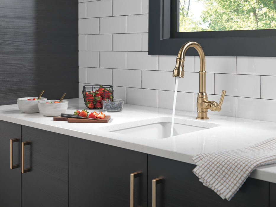 Delta Broderick 9990 Single Handle Pull-Down Bar/Prep Faucet, champagne bronze - view 5