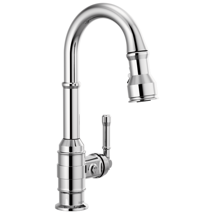 Delta Broderick 9990 Single Handle Pull-Down Bar/Prep Faucet, chrome