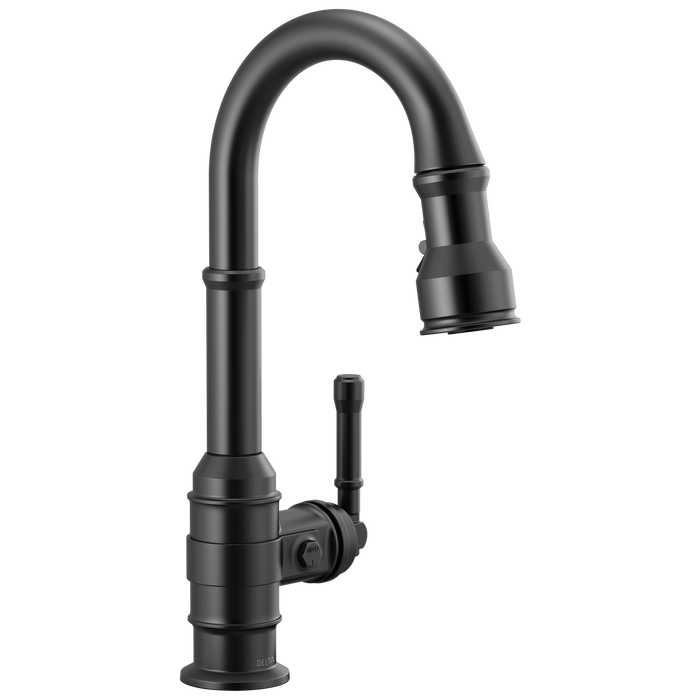 Delta Broderick 9990 Single Handle Pull-Down Bar/Prep Faucet, matte black