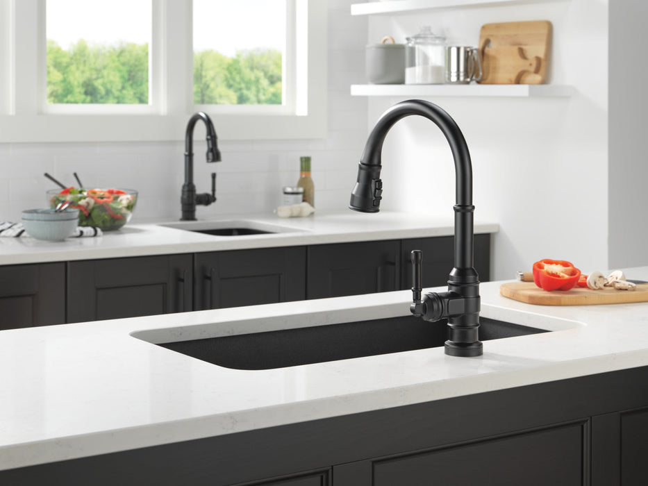 Delta Broderick 9990 Single Handle Pull-Down Bar/Prep Faucet, matte black - view 3