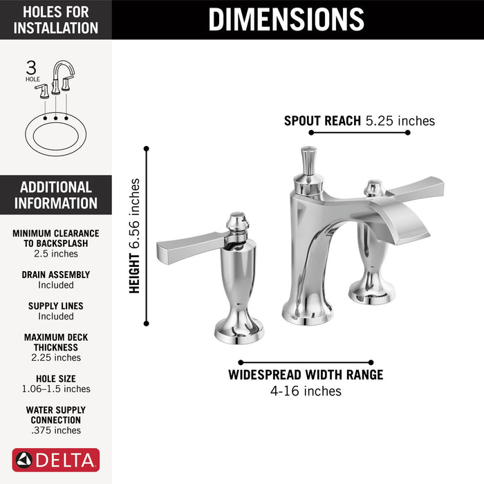 Delta Dorval 3556 Two Handle Widespread Bathroom Faucet, chrome - view 4