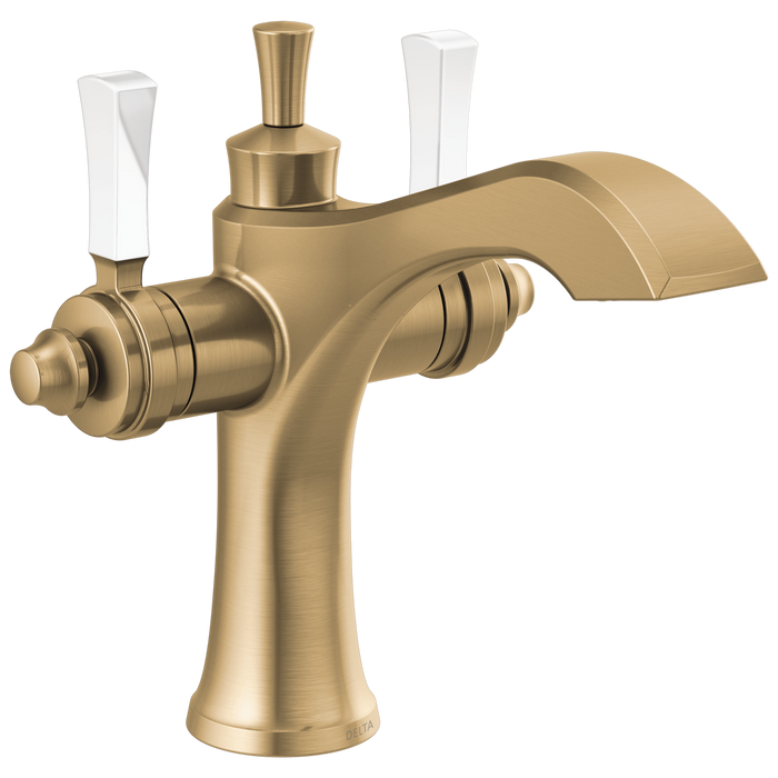 Delta Dorval 856 Two Handle Single Hole Monoblock Bathroom Faucet, champagne bronze porcelain