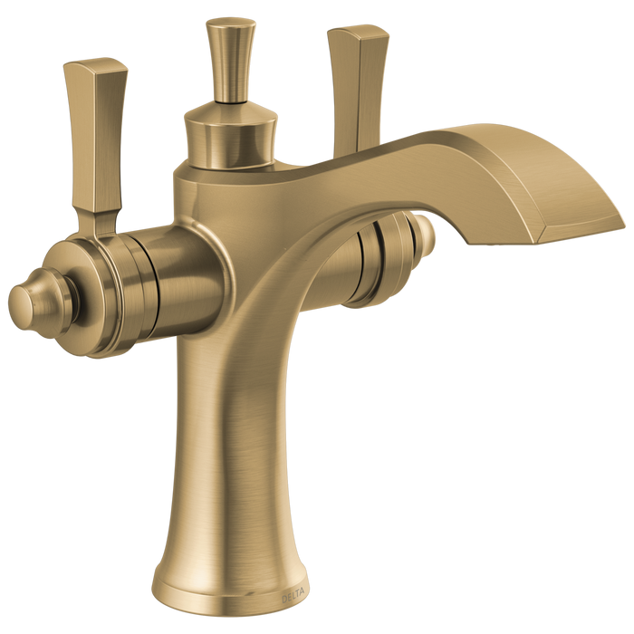 Delta Dorval 856 Two Handle Single Hole Monoblock Bathroom Faucet, champagne bronze