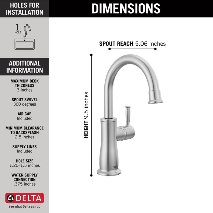 Delta 1960 Traditional Beverage Faucet, arctic stainless - view 2