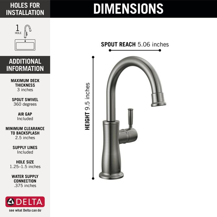 Delta 1960 Traditional Beverage Faucet, black stainless - view 2