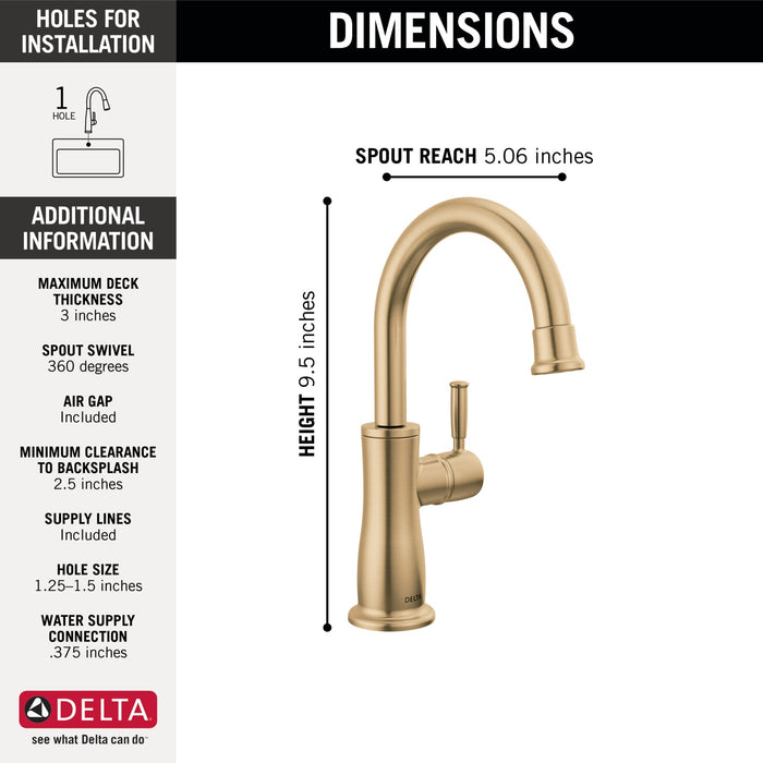 Delta 1960 Traditional Beverage Faucet, champagne bronze - view 2