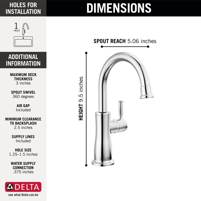 Delta 1960 Traditional Beverage Faucet, chrome - view 2