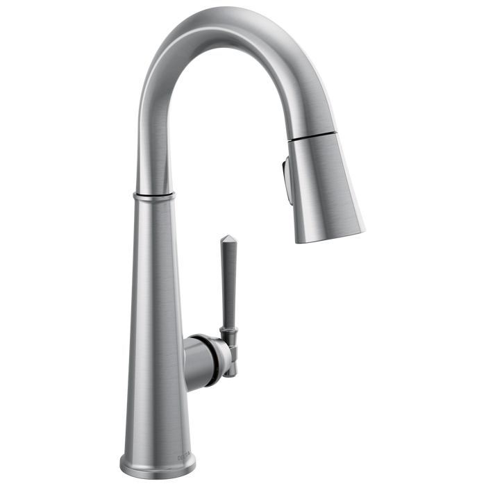 Delta Emmeline 9982 Single Handle Pull-Down Bar/Prep Faucet, lumicoat arctic stainless