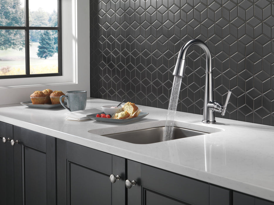 Delta Emmeline 9982 Single Handle Pull-Down Bar/Prep Faucet, lumicoat arctic stainless - view 4
