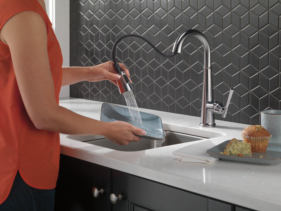 Delta Emmeline 9982 Single Handle Pull-Down Bar/Prep Faucet, lumicoat arctic stainless - view 5