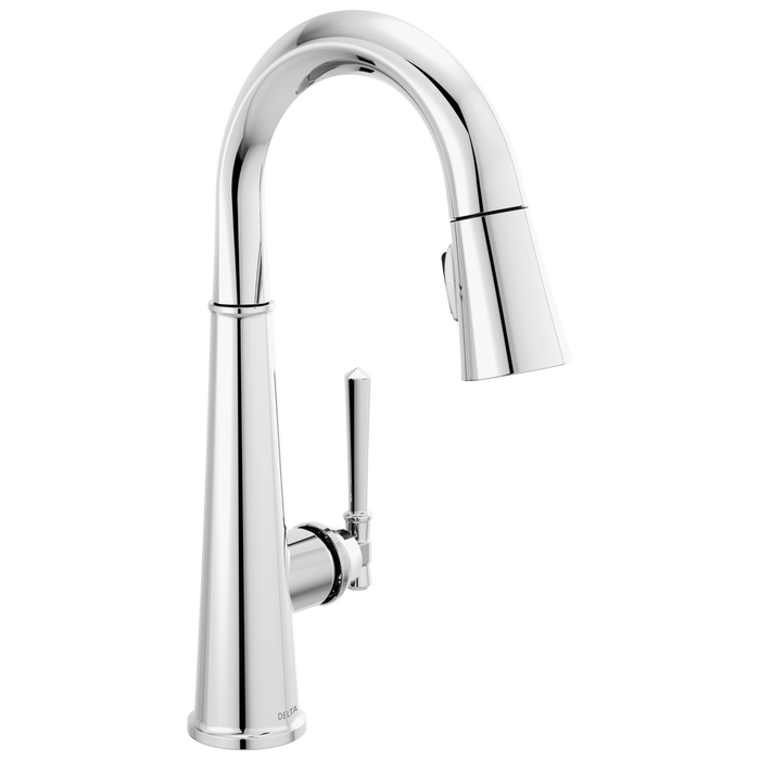 Delta Emmeline 9982 Single Handle Pull-Down Bar/Prep Faucet, lumicoat chrome