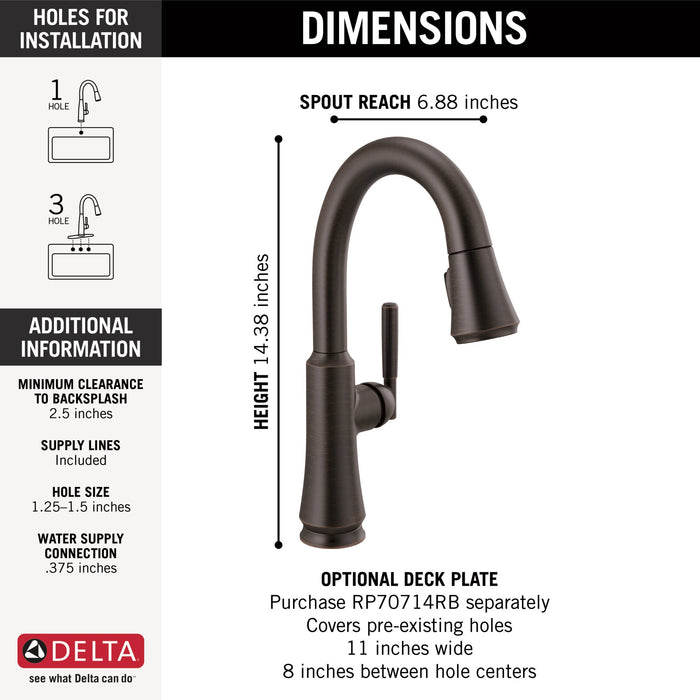 Delta Coranto 9979 Single Handle Pull-Down Bar/Prep Faucet