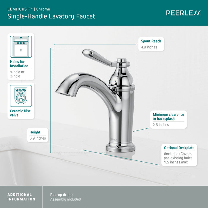 Peerless Elmhurst P1565LF Single-Handle Bath Faucet, chrome - view 5