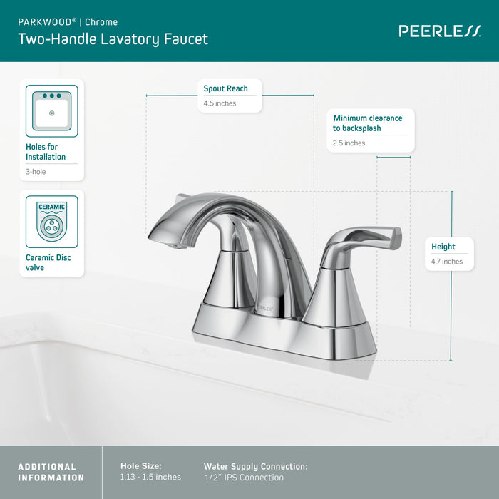 Peerless Parkwood P2535LF Two Handle Centerset Lavatory Faucet