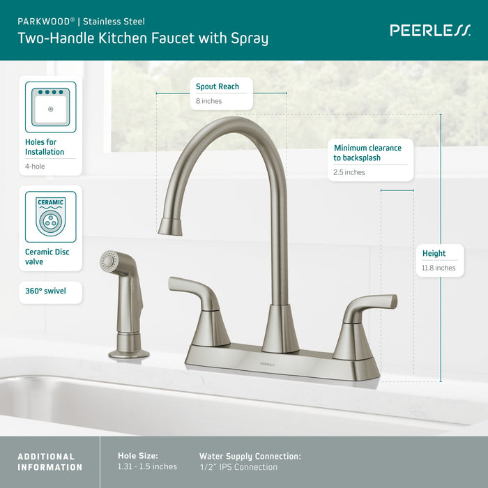 Peerless Parkwood P2835LF Two Handle Kitchen Faucet