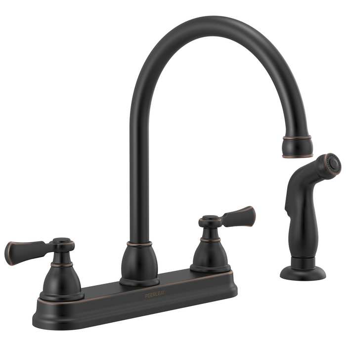 Peerless Elmhurst P2865LF Two-Handle Kitchen Faucet with Spray, oil rubbed bronze