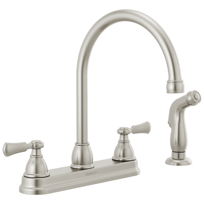 Peerless Elmhurst P2865LF Two-Handle Kitchen Faucet with Spray, stainless