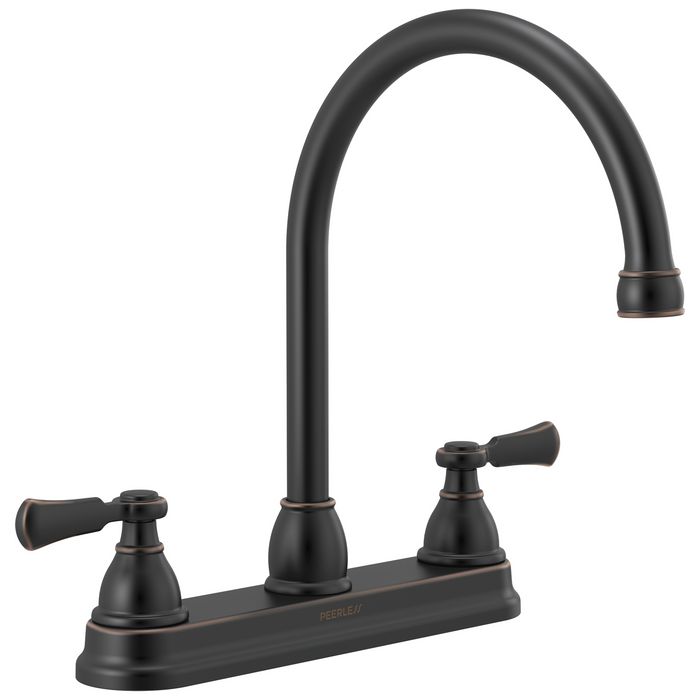 Peerless Elmhurst: Two-Handle Kitchen Faucet with Twist Aerator, oil rubbed bronze